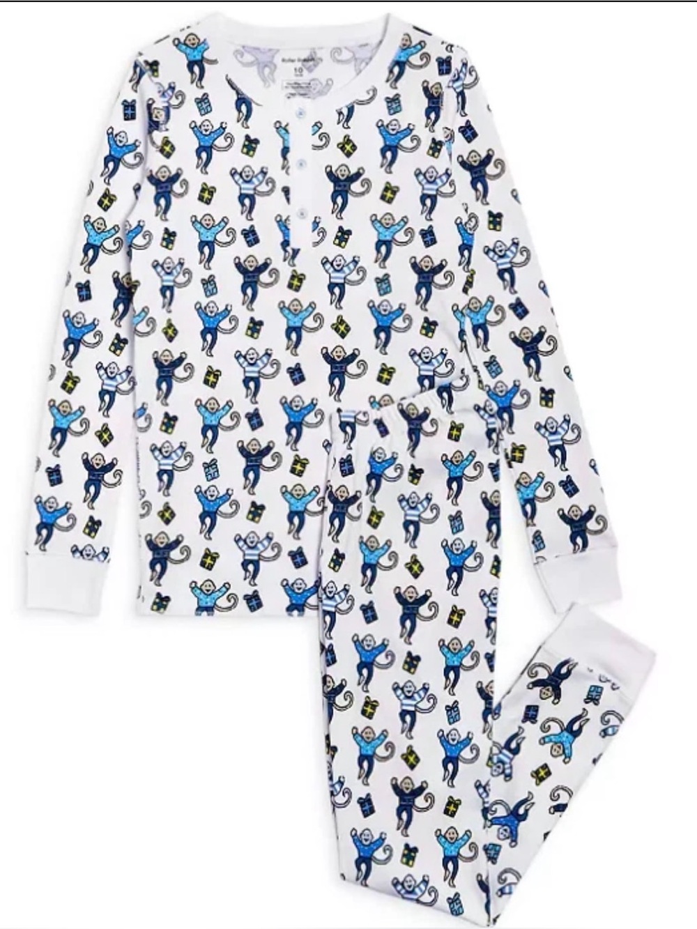 NWT Roller Rabbit kids Monkey Nights Holiday Print Kids Pajama Set